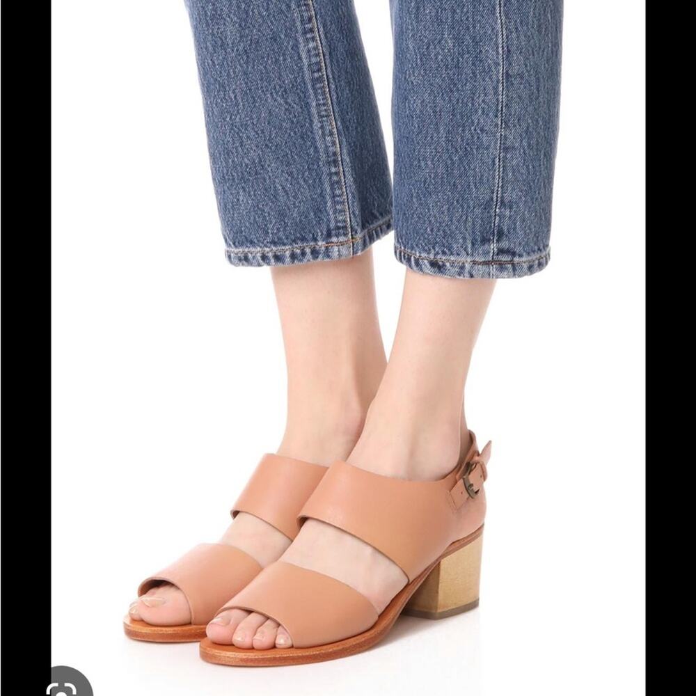 Rachel Comey Tan Leather Block Heel Sandals